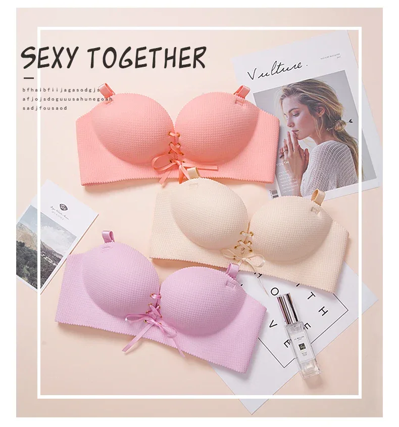 bras for women Rope straps Palm support Steel-free bra with air-permeable bra One-piece Lattice push up sexy bra 80A 80B 80C 85C