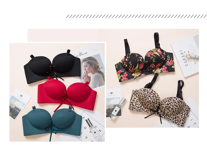 bras for women Rope straps Palm support Steel-free bra with air-permeable bra One-piece Lattice push up sexy bra 80A 80B 80C 85C