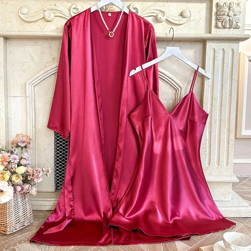 Bride Wedding Robe Dress Suit Women Rayon Bathrobe Gown Sleep Set Summer Homewear Sleepdress Casual Kimono Sleepwear Nightgown