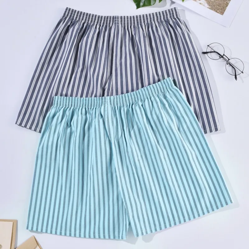 Mens Underwear Boxers Shorts Casual Cotton Sleep Underpants Homewear Men Arrow Panties Striped Plaid Loose Comfortable Underwear