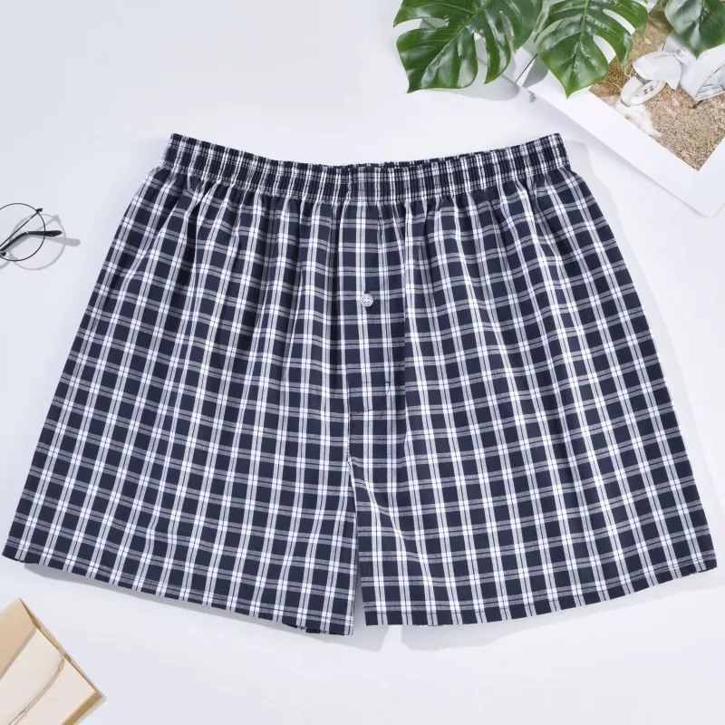 Mens Underwear Boxers Shorts Casual Cotton Sleep Underpants Homewear Men Arrow Panties Striped Plaid Loose Comfortable Underwear
