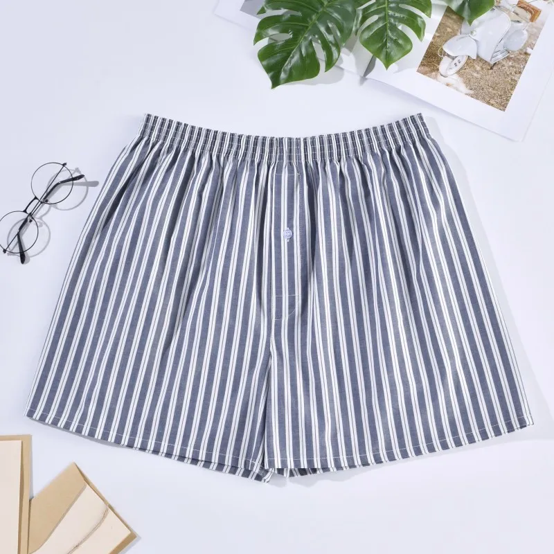 Mens Underwear Boxers Shorts Casual Cotton Sleep Underpants Homewear Men Arrow Panties Striped Plaid Loose Comfortable Underwear