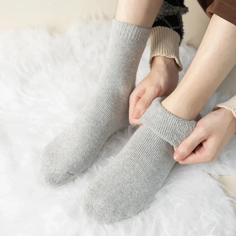 1 Pair Solid Color Wool Socks Men's Sock Women Socks Against Super Thicker Winter Socks High Quality Cold Snow Sock Merino Socks