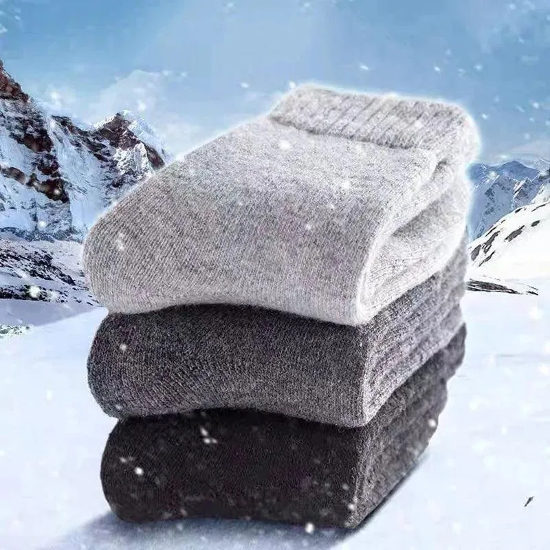 1 Pair Solid Color Wool Socks Men's Sock Women Socks Against Super Thicker Winter Socks High Quality Cold Snow Sock Merino Socks