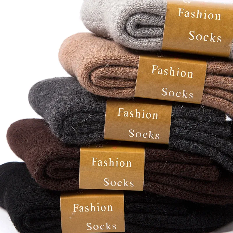 1 Pair Solid Color Wool Socks Men's Sock Women Socks Against Super Thicker Winter Socks High Quality Cold Snow Sock Merino Socks