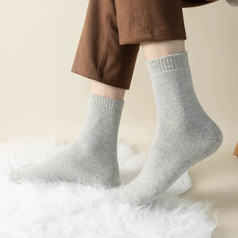 1 Pair Solid Color Wool Socks Men's Sock Women Socks Against Super Thicker Winter Socks High Quality Cold Snow Sock Merino Socks