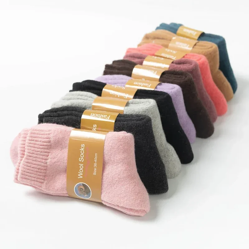 1 Pair Solid Color Wool Socks Men's Sock Women Socks Against Super Thicker Winter Socks High Quality Cold Snow Sock Merino Socks