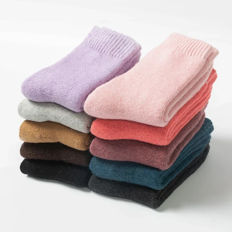 1 Pair Solid Color Wool Socks Men's Sock Women Socks Against Super Thicker Winter Socks High Quality Cold Snow Sock Merino Socks