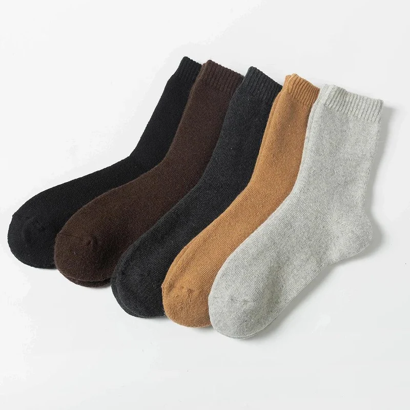 1 Pair Solid Color Wool Socks Men's Sock Women Socks Against Super Thicker Winter Socks High Quality Cold Snow Sock Merino Socks