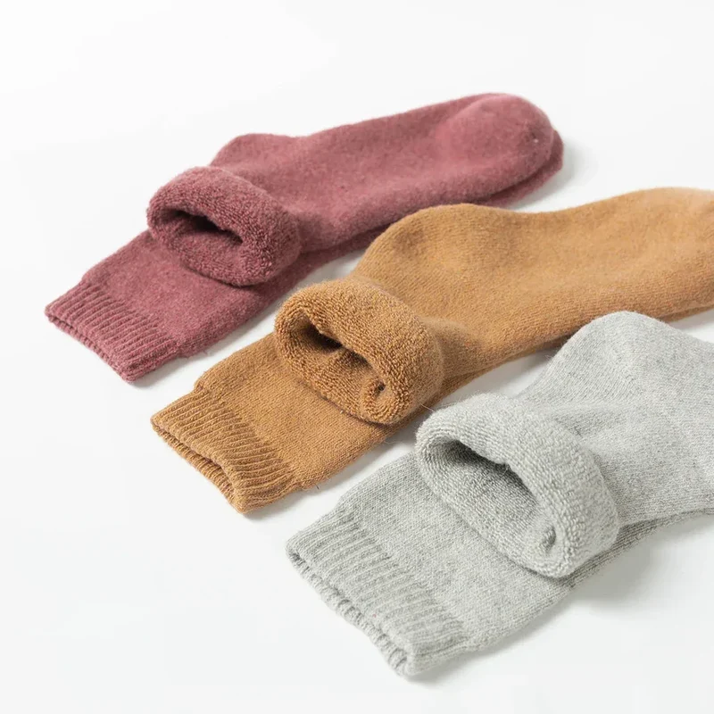 1 Pair Solid Color Wool Socks Men's Sock Women Socks Against Super Thicker Winter Socks High Quality Cold Snow Sock Merino Socks