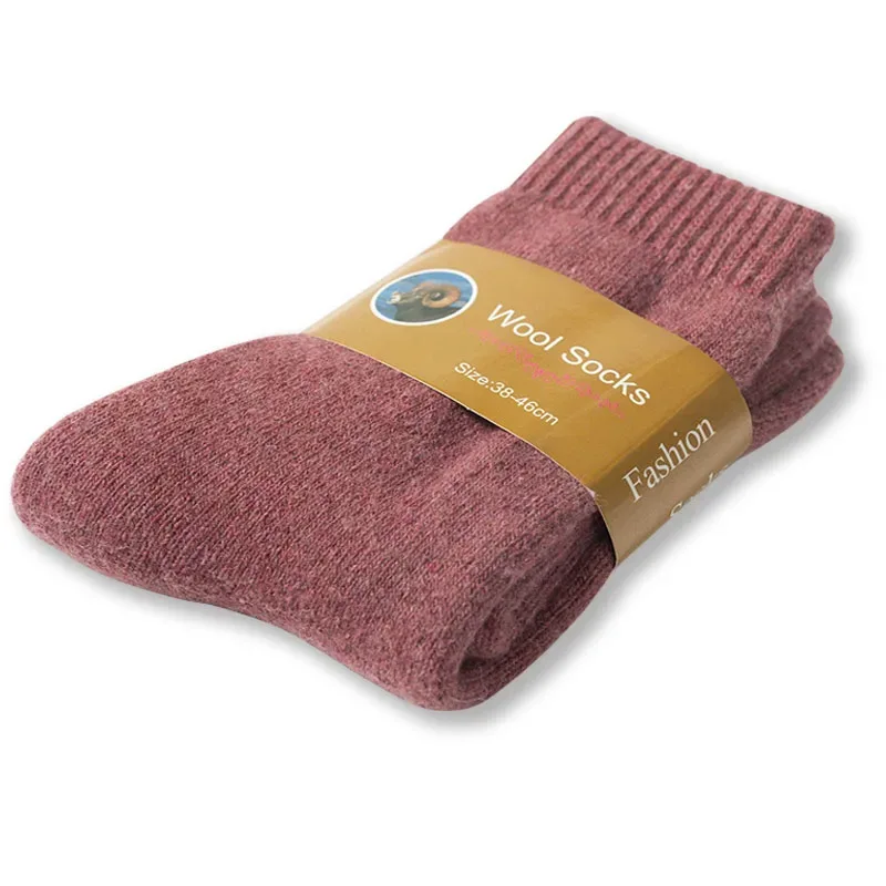 1 Pair Solid Color Wool Socks Men's Sock Women Socks Against Super Thicker Winter Socks High Quality Cold Snow Sock Merino Socks