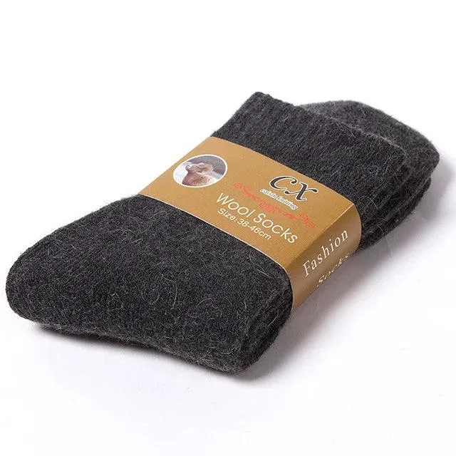 1 Pair Solid Color Wool Socks Men's Sock Women Socks Against Super Thicker Winter Socks High Quality Cold Snow Sock Merino Socks