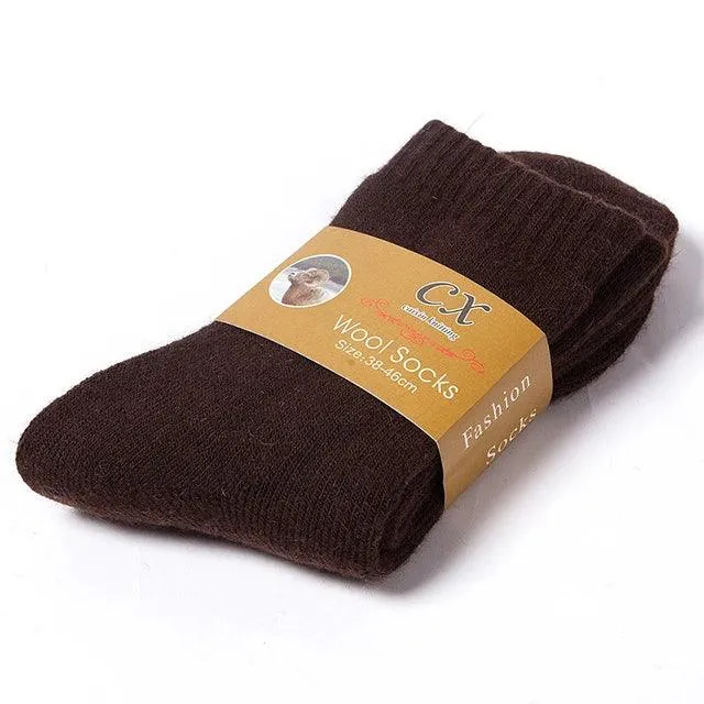 1 Pair Solid Color Wool Socks Men's Sock Women Socks Against Super Thicker Winter Socks High Quality Cold Snow Sock Merino Socks