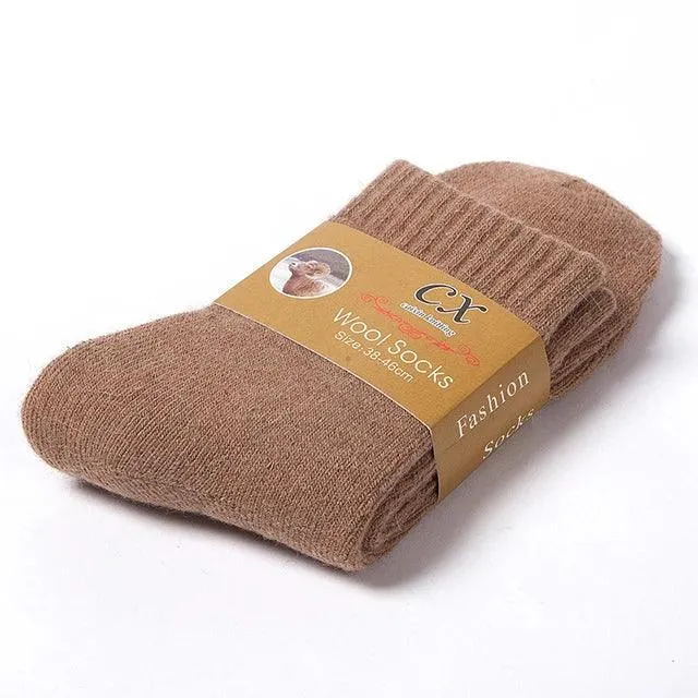 1 Pair Solid Color Wool Socks Men's Sock Women Socks Against Super Thicker Winter Socks High Quality Cold Snow Sock Merino Socks