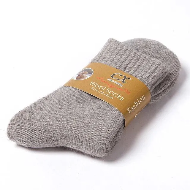 1 Pair Solid Color Wool Socks Men's Sock Women Socks Against Super Thicker Winter Socks High Quality Cold Snow Sock Merino Socks