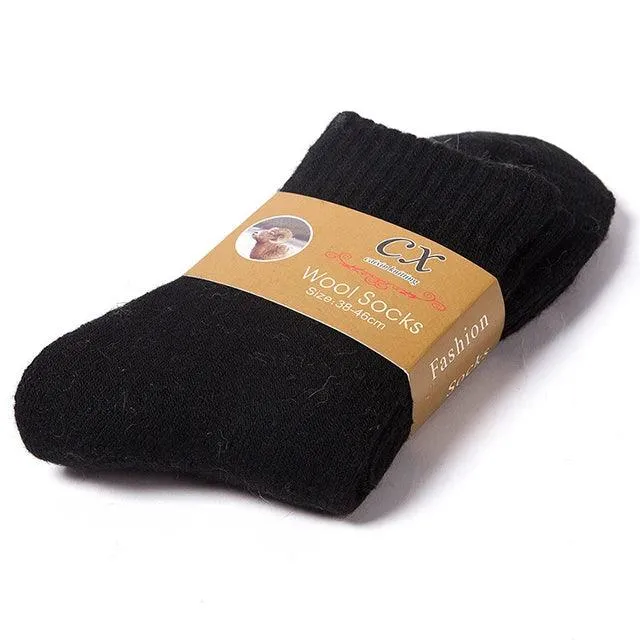 1 Pair Solid Color Wool Socks Men's Sock Women Socks Against Super Thicker Winter Socks High Quality Cold Snow Sock Merino Socks