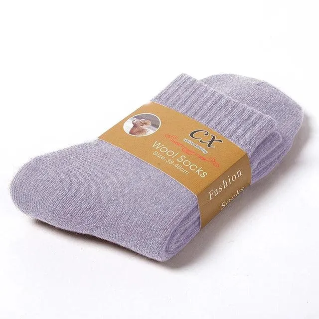 1 Pair Solid Color Wool Socks Men's Sock Women Socks Against Super Thicker Winter Socks High Quality Cold Snow Sock Merino Socks