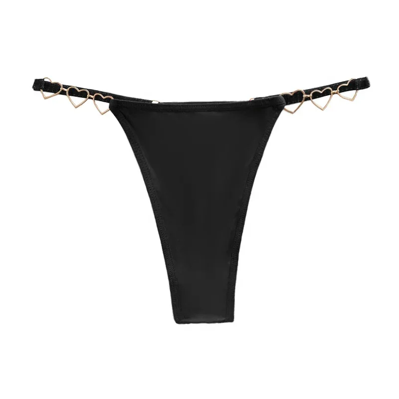 1pcs Women Sexy Thongs Low Rise Lady G-string Heart Decoration Erotic Intimate Lingerie T-Back New Fashion Cotton Crotch Panties
