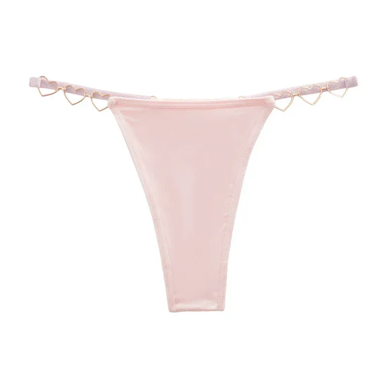 1pcs Women Sexy Thongs Low Rise Lady G-string Heart Decoration Erotic Intimate Lingerie T-Back New Fashion Cotton Crotch Panties