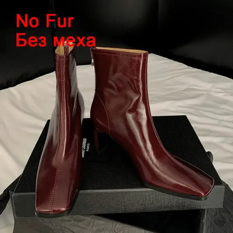JOZHAMTA Size 34-43 Women Ankle Boots Real Leather Thick High Heel Shoes Fall Winter 2025 Casual Office Lady Dress Short Booties