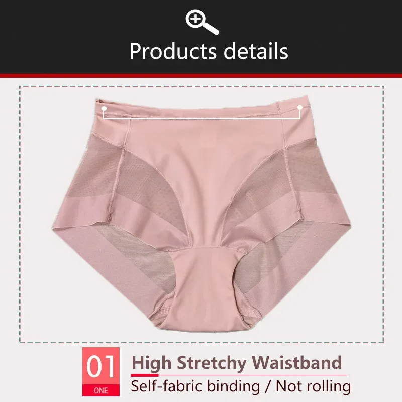 Ice Silk Women Underwear Panties Transparent Mesh Gauze Corset Waist Slimming Black Briefs Female Trainer Shaping Underpants2024