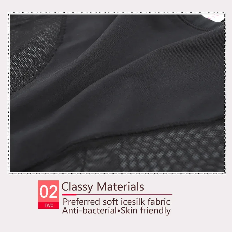 Ice Silk Women Underwear Panties Transparent Mesh Gauze Corset Waist Slimming Black Briefs Female Trainer Shaping Underpants2024