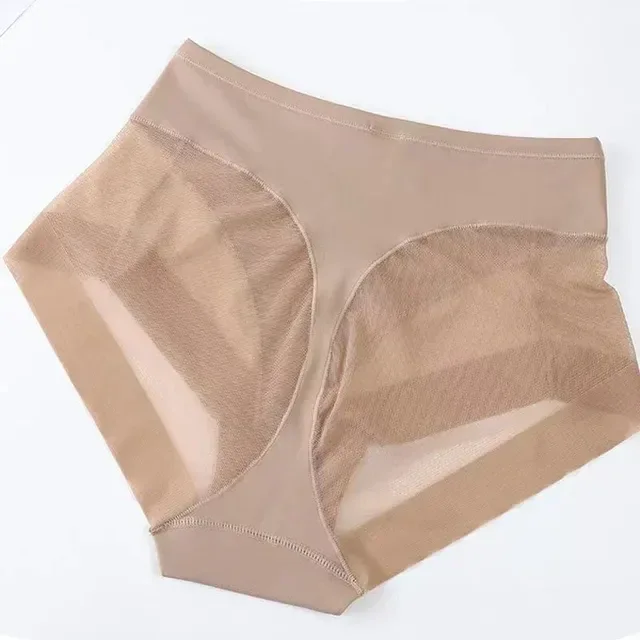 Ice Silk Women Underwear Panties Transparent Mesh Gauze Corset Waist Slimming Black Briefs Female Trainer Shaping Underpants2024