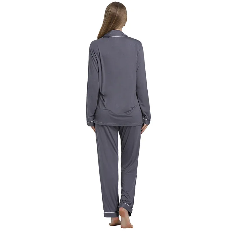 Joyaria Pajama Sets Women Long Sleeve Sleepwear Button Down Pj Pants Set Soft Bamboo Female Night Suit PJS Women Pyjamas Femmes