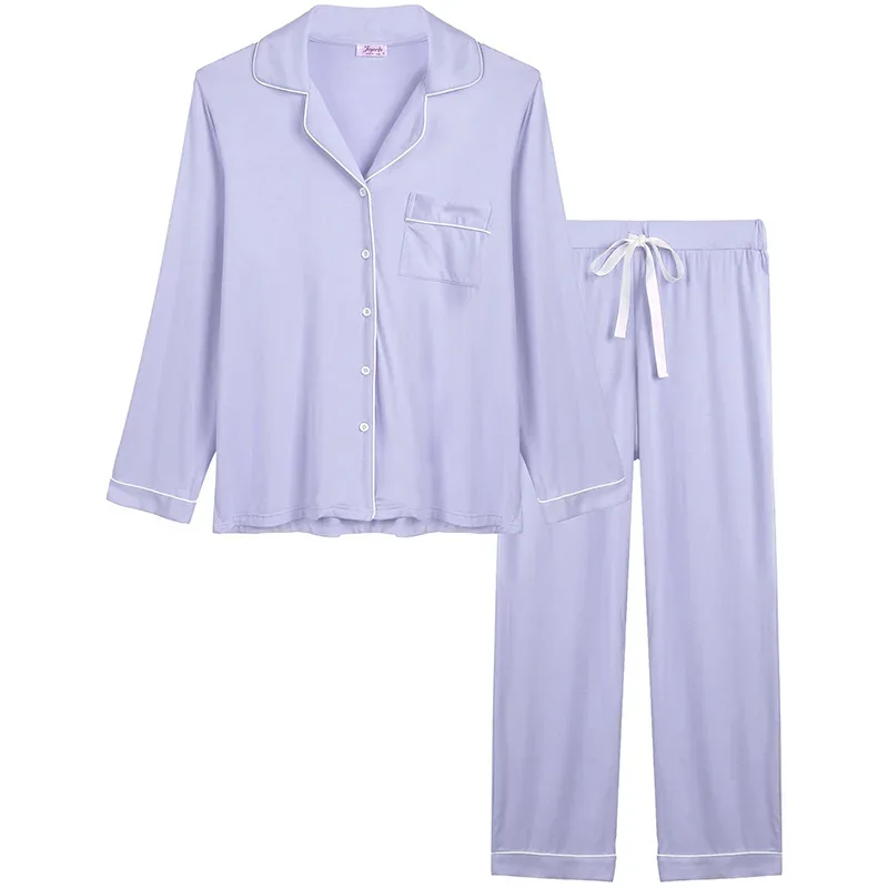 Joyaria Pajama Sets Women Long Sleeve Sleepwear Button Down Pj Pants Set Soft Bamboo Female Night Suit PJS Women Pyjamas Femmes