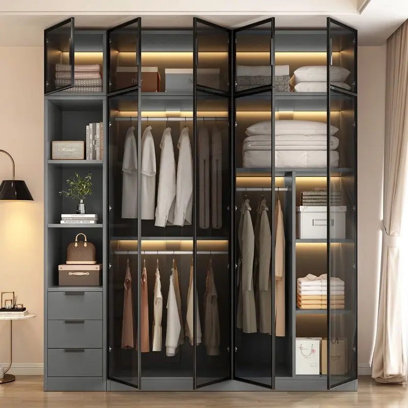 Aesthetic Black Dressing Wardrobe Display Waterproof Luxury Closet Wardrobe Storage Clothing Ropero Para Gurdar Ropa Furnitures