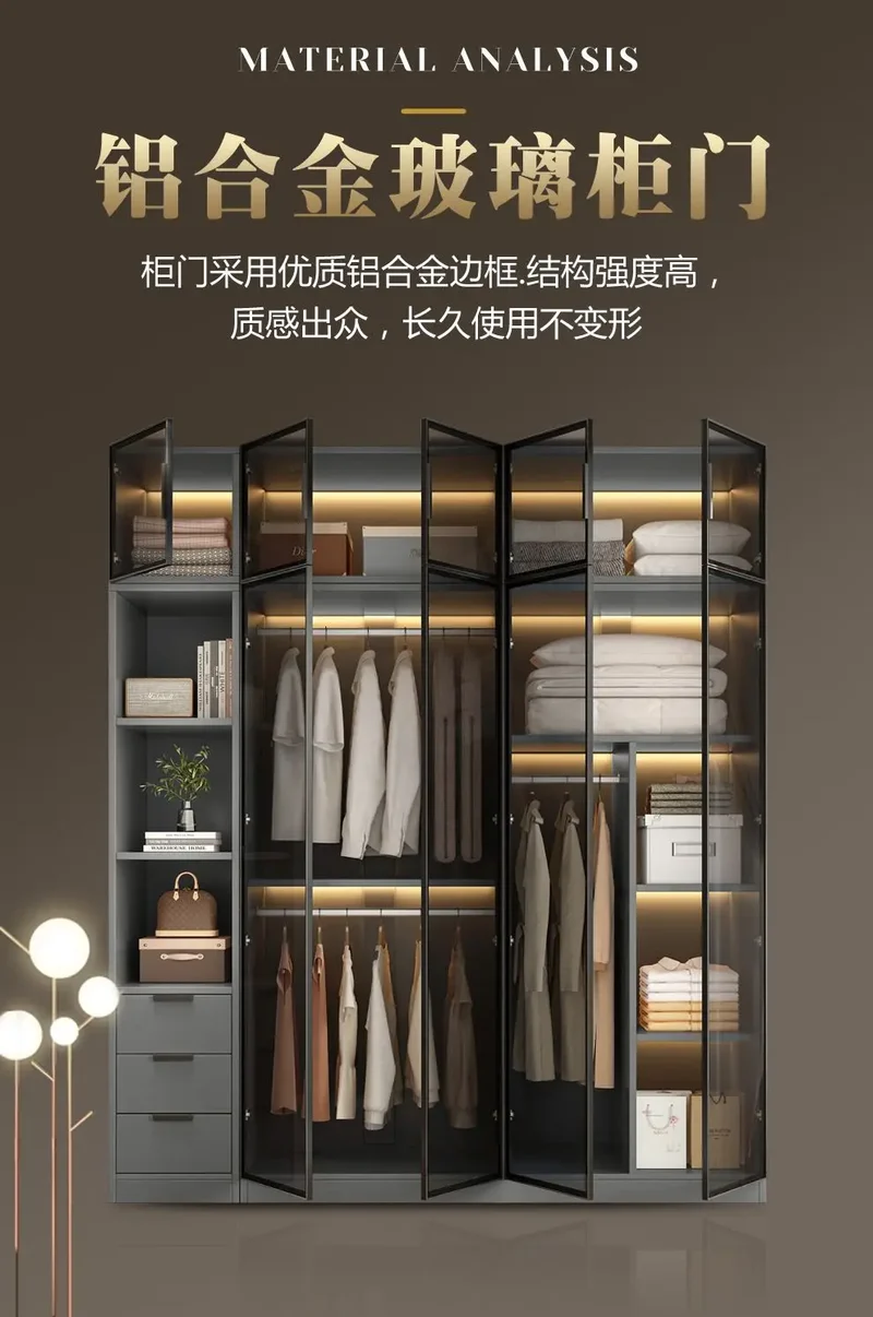 Aesthetic Black Dressing Wardrobe Display Waterproof Luxury Closet Wardrobe Storage Clothing Ropero Para Gurdar Ropa Furnitures