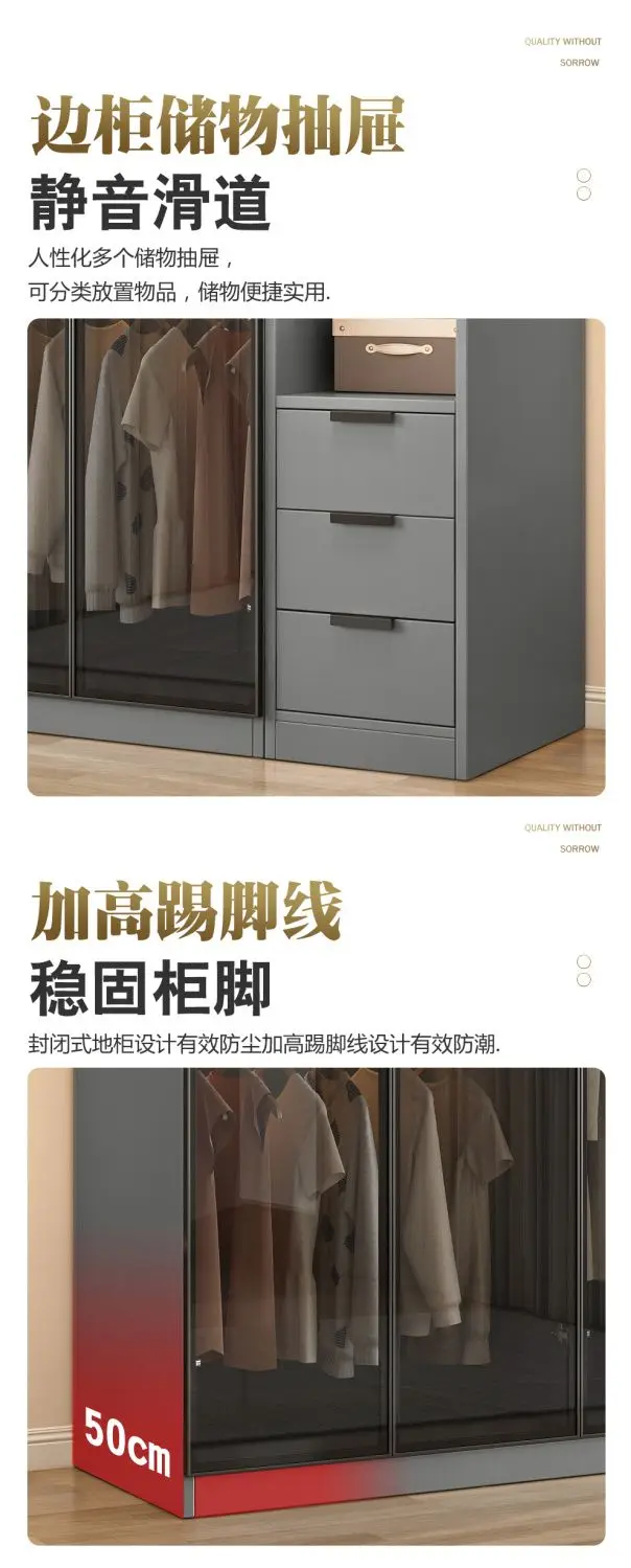 Aesthetic Black Dressing Wardrobe Display Waterproof Luxury Closet Wardrobe Storage Clothing Ropero Para Gurdar Ropa Furnitures