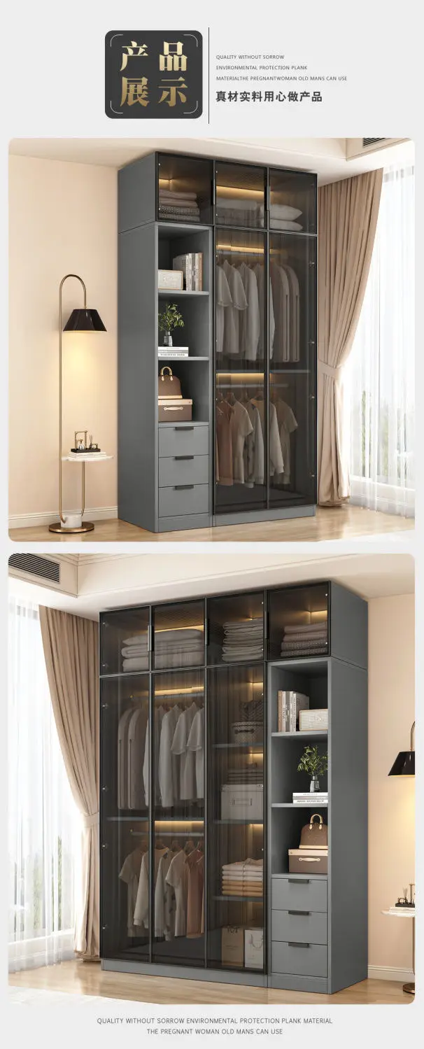 Aesthetic Black Dressing Wardrobe Display Waterproof Luxury Closet Wardrobe Storage Clothing Ropero Para Gurdar Ropa Furnitures