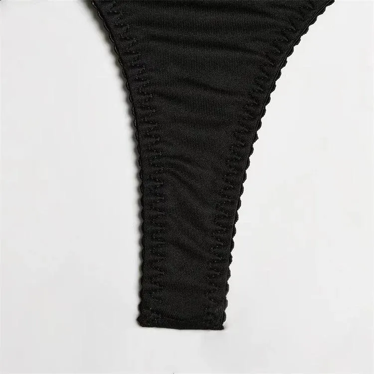 Comeondear Women Suspender Elastic Strap Intimate Underwear Black Plus Size Lingerie Belt Briefs Sexual Mesh Garter Bra Panties