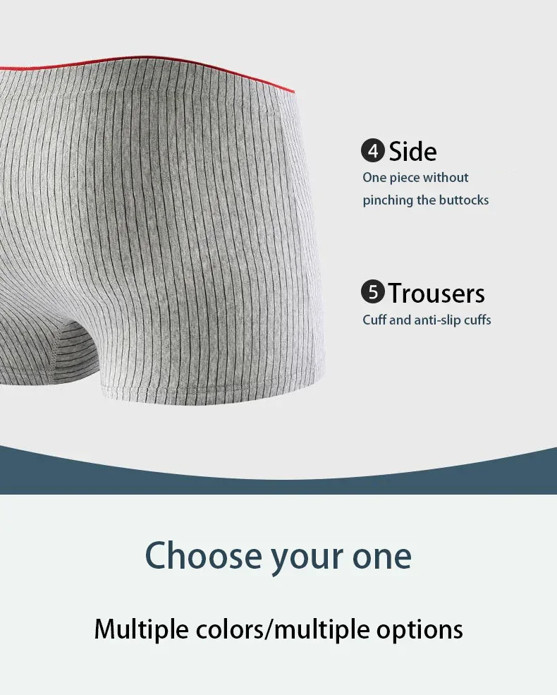 4 pieces of men's boxer underwear Soft, breathable and comfortable men's briefs Striped trendy personality casual loose boxers