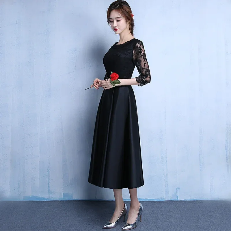 Robe De Roiree Evening Dresses Dongcmy New Fashion Party 2025 Lace Black Plus Size Gala Abiti Da Sera Formal Gowns Customized