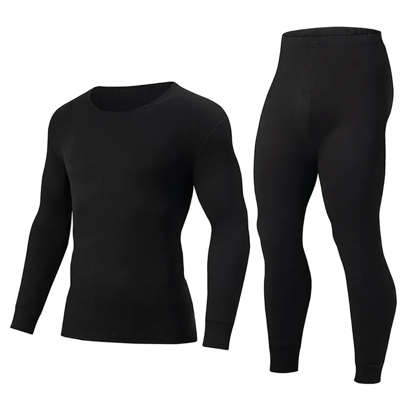 2-piece Autumn And Winter Men's Solid Color Simple and Versatile Round Neck Warm Underwear Set Comfortable Youth Home Clothes