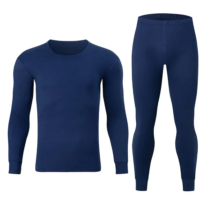 2-piece Autumn And Winter Men's Solid Color Simple and Versatile Round Neck Warm Underwear Set Comfortable Youth Home Clothes