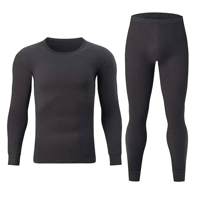 2-piece Autumn And Winter Men's Solid Color Simple and Versatile Round Neck Warm Underwear Set Comfortable Youth Home Clothes