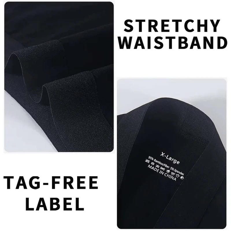 5Pcs Bamboo fiber Long Boxer for Man Seamless Breathable Man Underwear U Convex Male Underpants High elasticity Men's panties