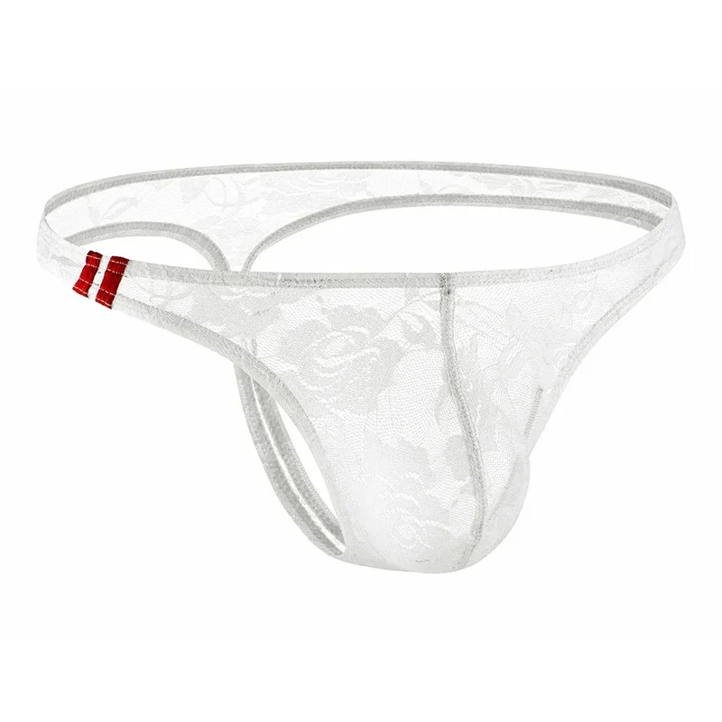 Men's Underwear Lace Transparent Jockstrap Low-Rise Sexy Breathable Elastic Soft Mesh U Convex Briefs Quick Drying Underpants