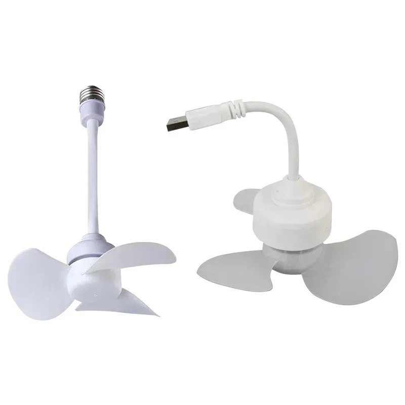 LED Mini Ceiling Fan E27 Base/USB Modern LED Ceiling Fan Hose Extender Indoor Ceiling Fan Light for Bedroom Living Room