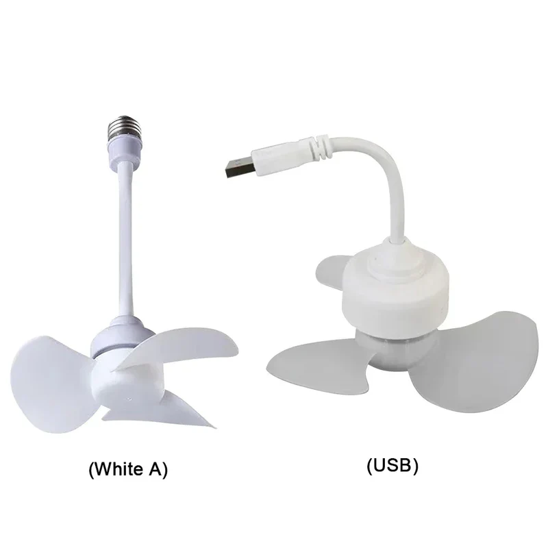 LED Mini Ceiling Fan E27 Base/USB Modern LED Ceiling Fan Hose Extender Indoor Ceiling Fan Light for Bedroom Living Room