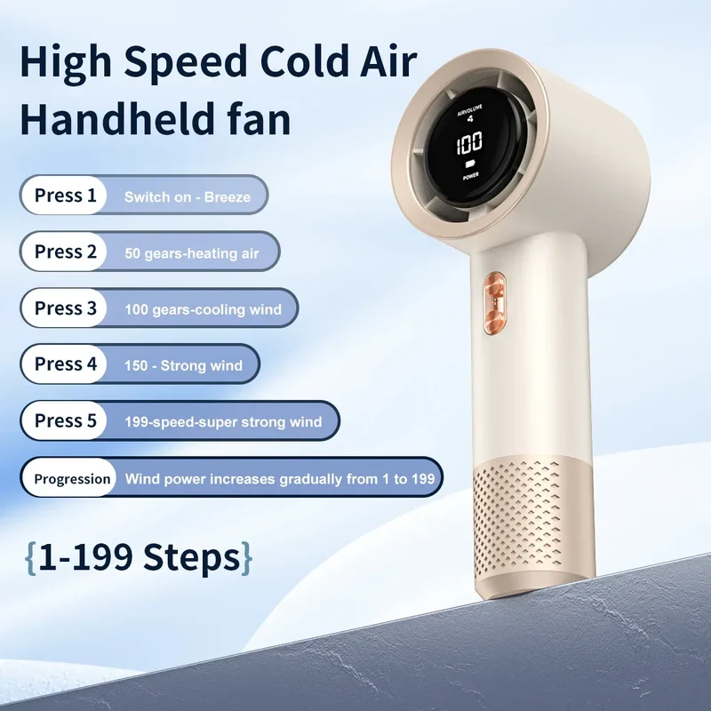 Handheld high-speed fan mini portable air conditioner with six fans and 199 levels of infinite adjustment
