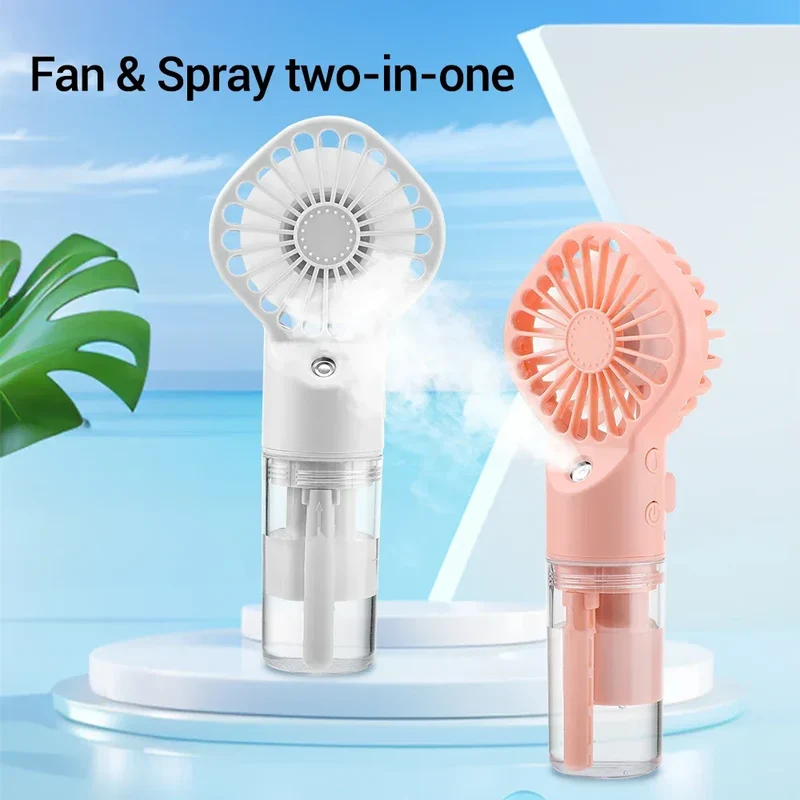 Handheld Mini Quiet Air Cooling Fan Portable Water Mist Fan USB Charging 4 Speed Humidification Spray Fan for Home Office Dorm