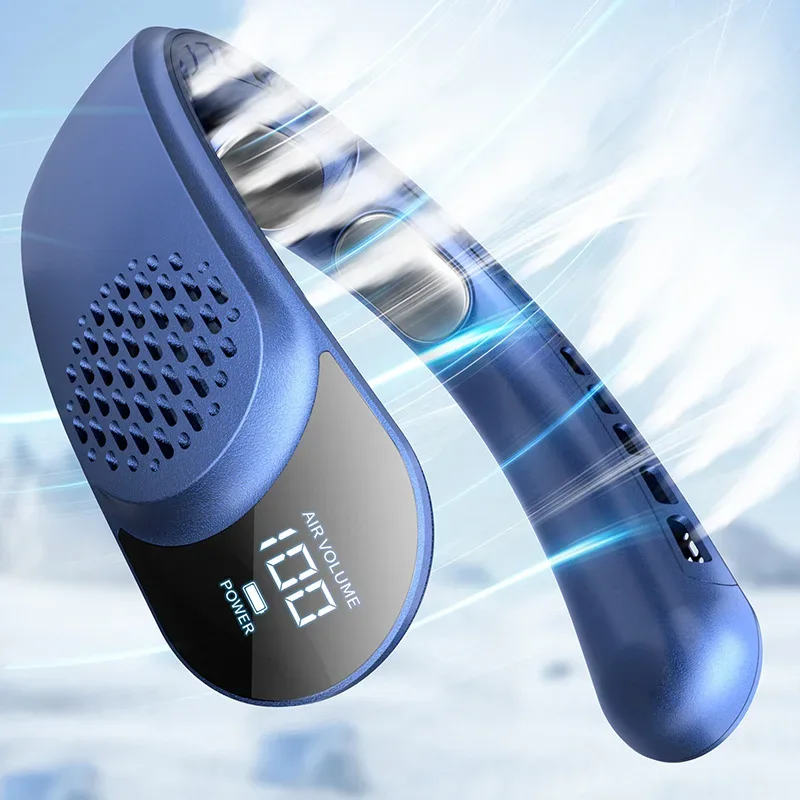 Neck Fan Rechargeable Ice Cooling Personal Air Conditioner, LED Digital Display Mini Fan for Running Cycling Office Home Outdoor