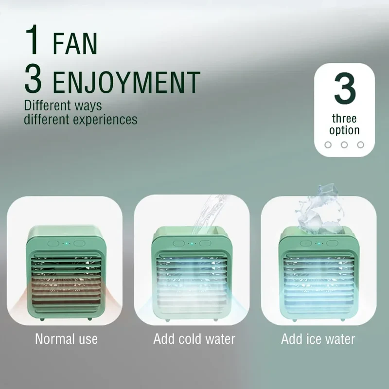 2024 New Mini Portable USB Chargeable 3 Gear Air Conditioner Cooler Fan Air Conditioner Air Cooling Fan Office Desktop Fan