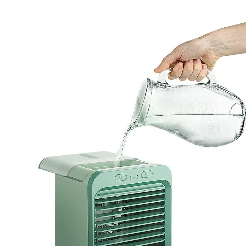 2024 New Mini Portable USB Chargeable 3 Gear Air Conditioner Cooler Fan Air Conditioner Air Cooling Fan Office Desktop Fan