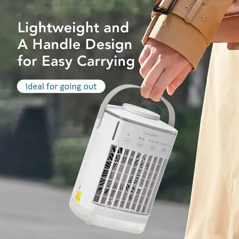 Air Conditioner Portable Desktop Air Cooler Fan with LED Night Light & Humidifier, Mini Mist Cooling Fan for Office Home