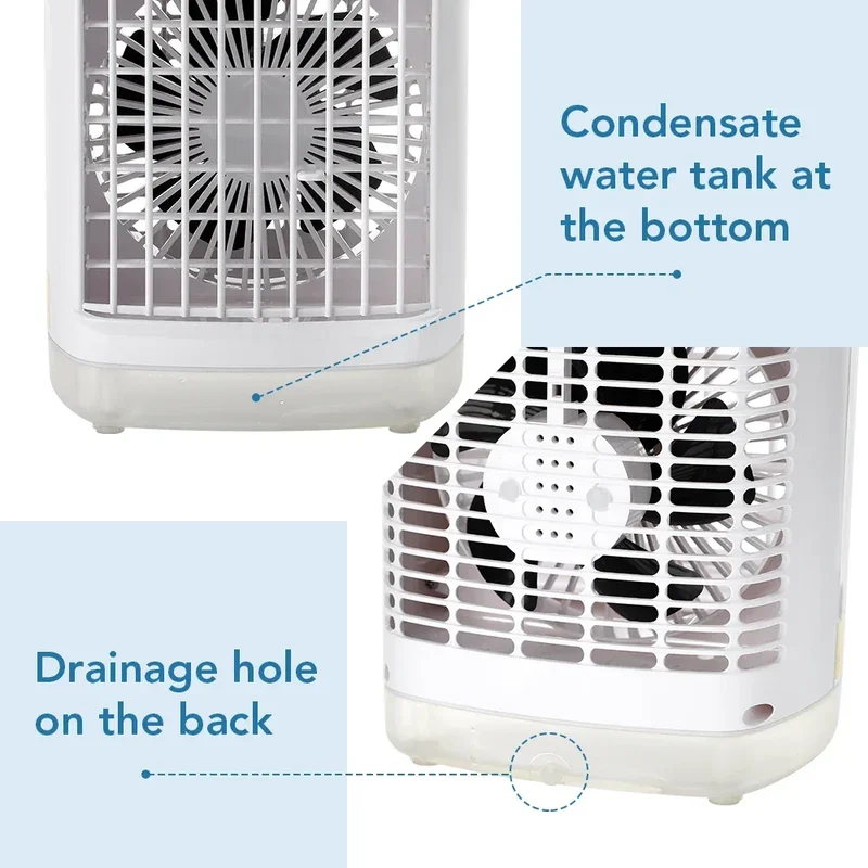 Air Conditioner Portable Desktop Air Cooler Fan with LED Night Light & Humidifier, Mini Mist Cooling Fan for Office Home